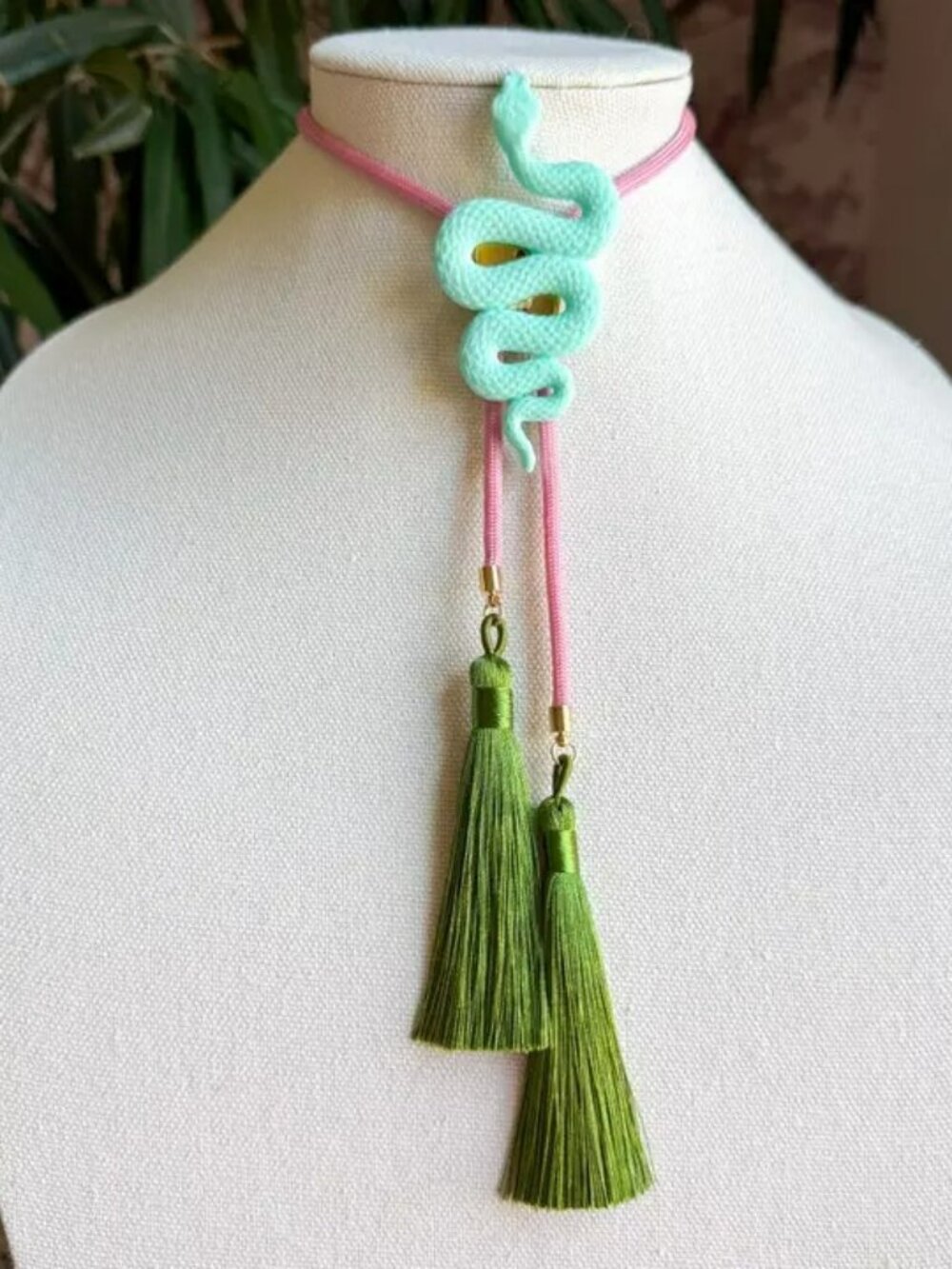 Snake Bolo Turquoise with Bubblegum Pink & Olive
